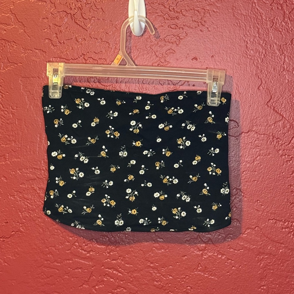 Floral Black Tube Top